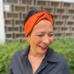 Silk Twisted Turban hairband and neck scarf in Burnt Rust Orange Mulberry Silk - 100% pure silk satin - Silk & Lawn