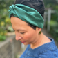 Silk Twisted Turban hairband and neck scarf in Racing Green Mulberry Silk - 100% pure silk satin - Silk & Lawn