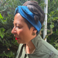 Silk Twisted Turban hairband and neck scarf in Peacock Blue Mulberry Silk - 100% pure silk satin - Silk & Lawn
