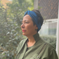 Silk Twisted Turban hairband and neck scarf in Peacock Blue Mulberry Silk - 100% pure silk satin - Silk & Lawn
