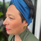 Silk Twisted Turban hairband and neck scarf in Peacock Blue Mulberry Silk - 100% pure silk satin - Silk & Lawn