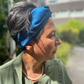 Silk Twisted Turban hairband and neck scarf in Peacock Blue Mulberry Silk - 100% pure silk satin - Silk & Lawn