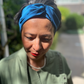 Silk Twisted Turban hairband and neck scarf in Peacock Blue Mulberry Silk - 100% pure silk satin - Silk & Lawn