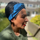Silk Twisted Turban hairband and neck scarf in Peacock Blue Mulberry Silk - 100% pure silk satin - Silk & Lawn