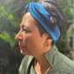 Silk Twisted Turban hairband and neck scarf in Peacock Blue Mulberry Silk - 100% pure silk satin - Silk & Lawn