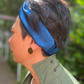 Silk Twisted Turban hairband and neck scarf in Peacock Blue Mulberry Silk - 100% pure silk satin - Silk & Lawn
