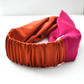 Pure Silk Burnt Orange and Fuchsia Pink Split Twisted Turban hairband and neck scarf in Mulberry Silk - 100% Pure Silk-Satin - Silk & Lawn
