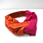Pure Silk Burnt Orange and Fuchsia Pink Split Twisted Turban hairband and neck scarf in Mulberry Silk - 100% Pure Silk-Satin - Silk & Lawn