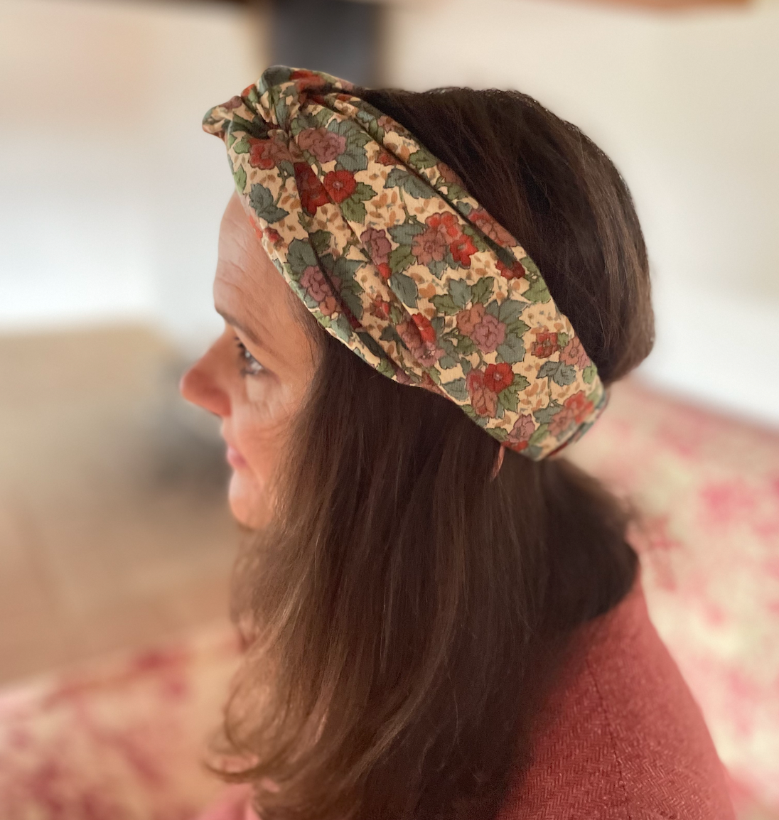 Twisted Turban hairband - Floral - in Vintage Liberty of London Lantana