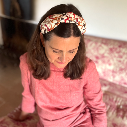 Classic Knot head band - Liberty of London Clara Cream Heels print