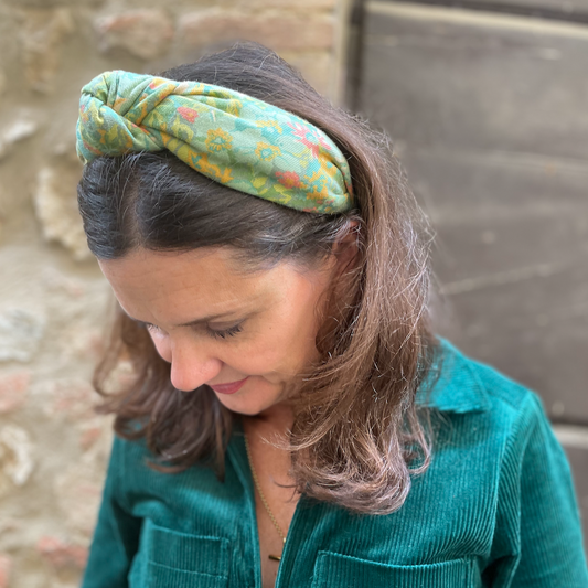 Alice headband - Liberty of London Vintage Lantana  Clydella Green Floral print