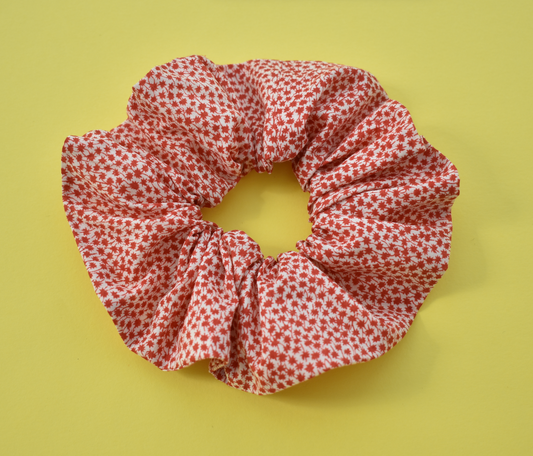 Red and White Floral Scrunchie - Tot Knots of Brighton