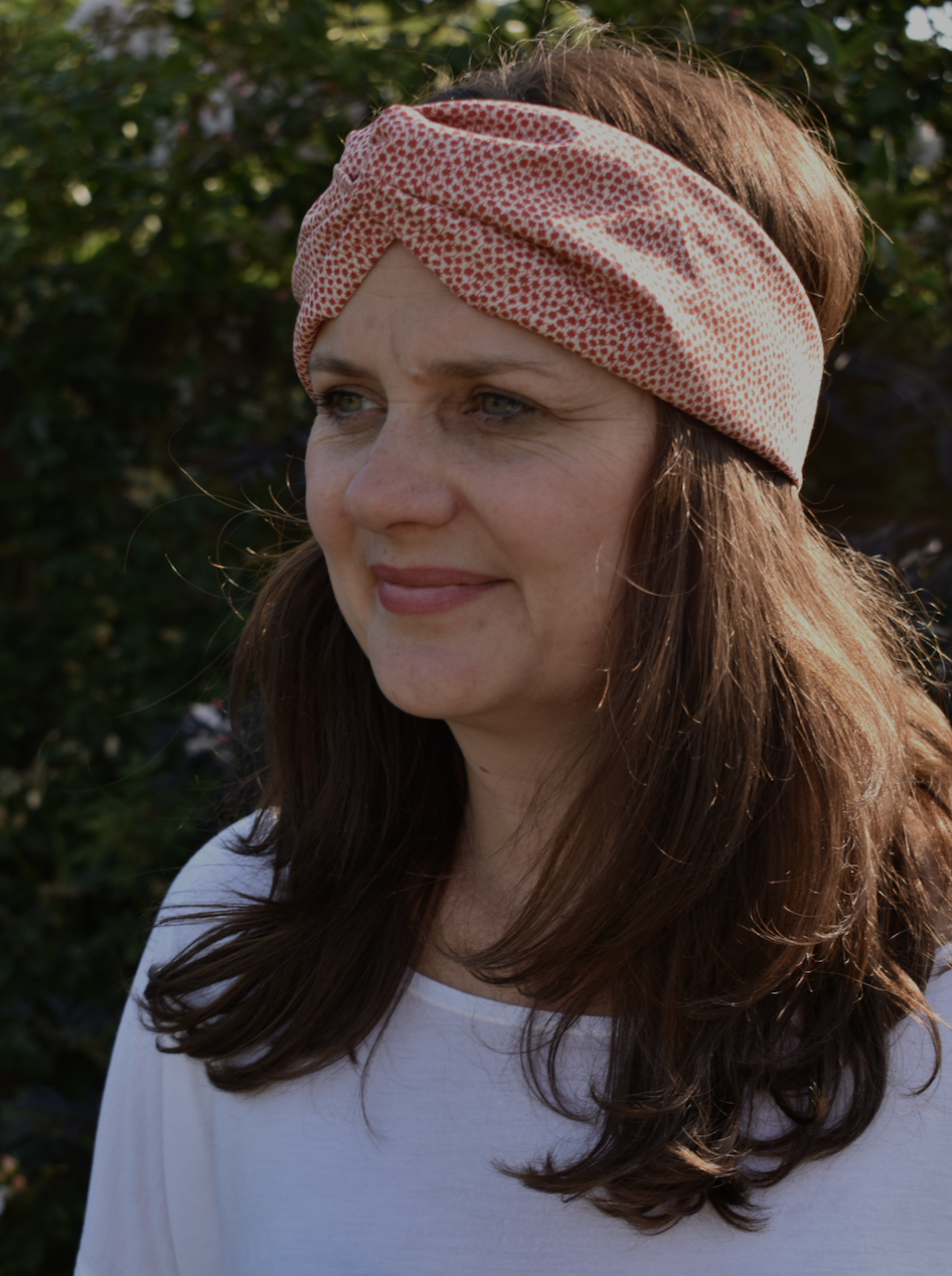 Red and White Floral Twisted Turban hairband and neck scarf - Tot Knots of Brighton