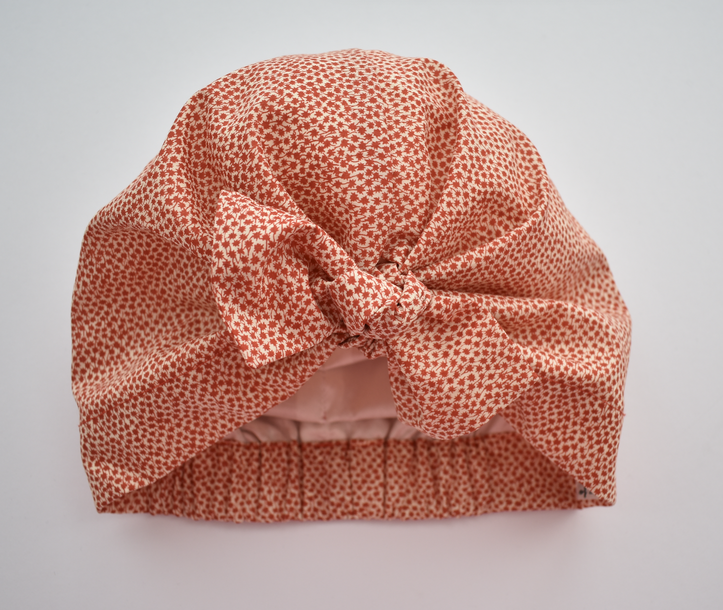 Little Land Girl Baby Hat - Liberty of London Red and White Ditsy Floral - Tot Knots of Brighton