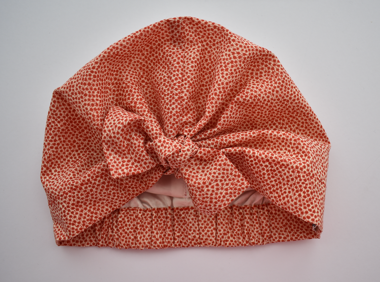Little Land Girl Baby Hat - Liberty of London Red and White Ditsy Floral - Tot Knots of Brighton