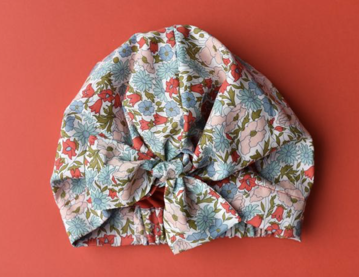 Ladies Turban Hat - Liberty of London Poppy and Daisy Floral - Tot Knots of Brighton