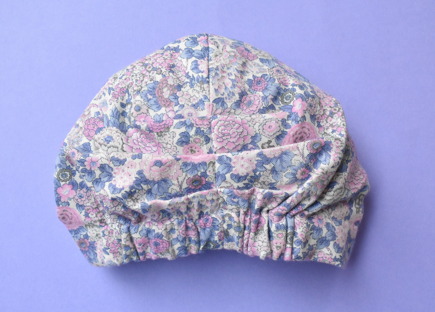 Ladies Turban Hat - Pink and Blue Winter Rose Floral Liberty of London - Tot Knots of Brighton