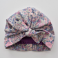 Ladies Turban Hat - Pink and Blue Winter Rose Floral Liberty of London - Tot Knots of Brighton