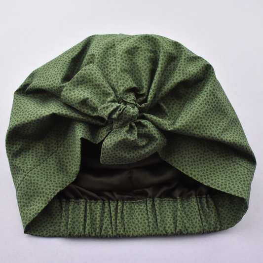 Ladies Turban Hat - Green and Black Marco Liberty of London print - Tot Knots of Brighton