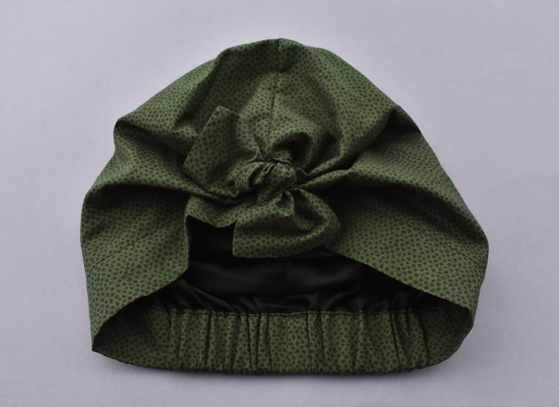 Ladies Turban Hat - Green and Black Marco Liberty of London print - Tot Knots of Brighton