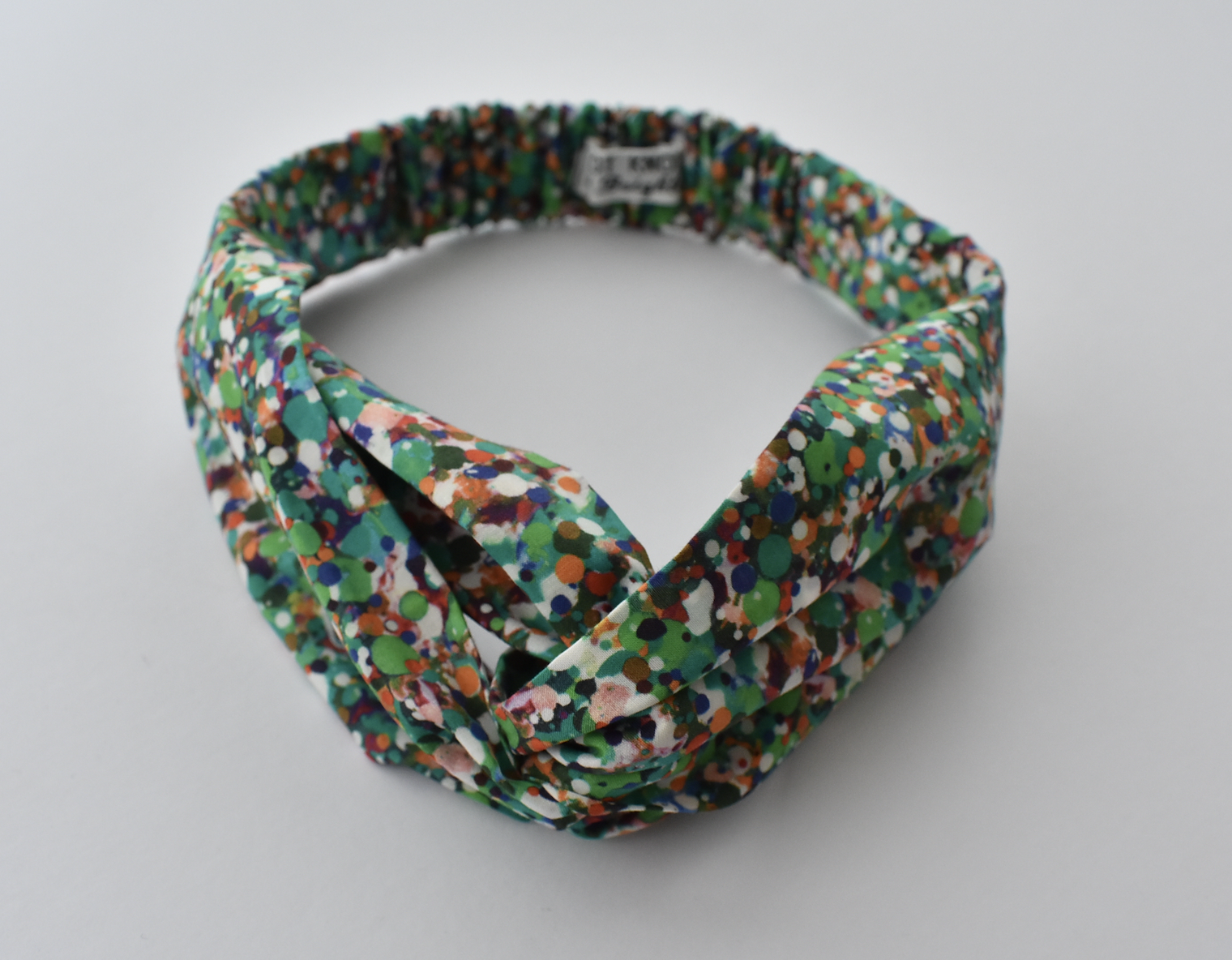 Kids Tot Knot Twisted hairband - Green Reflections Liberty of London print - Tot Knots of Brighton