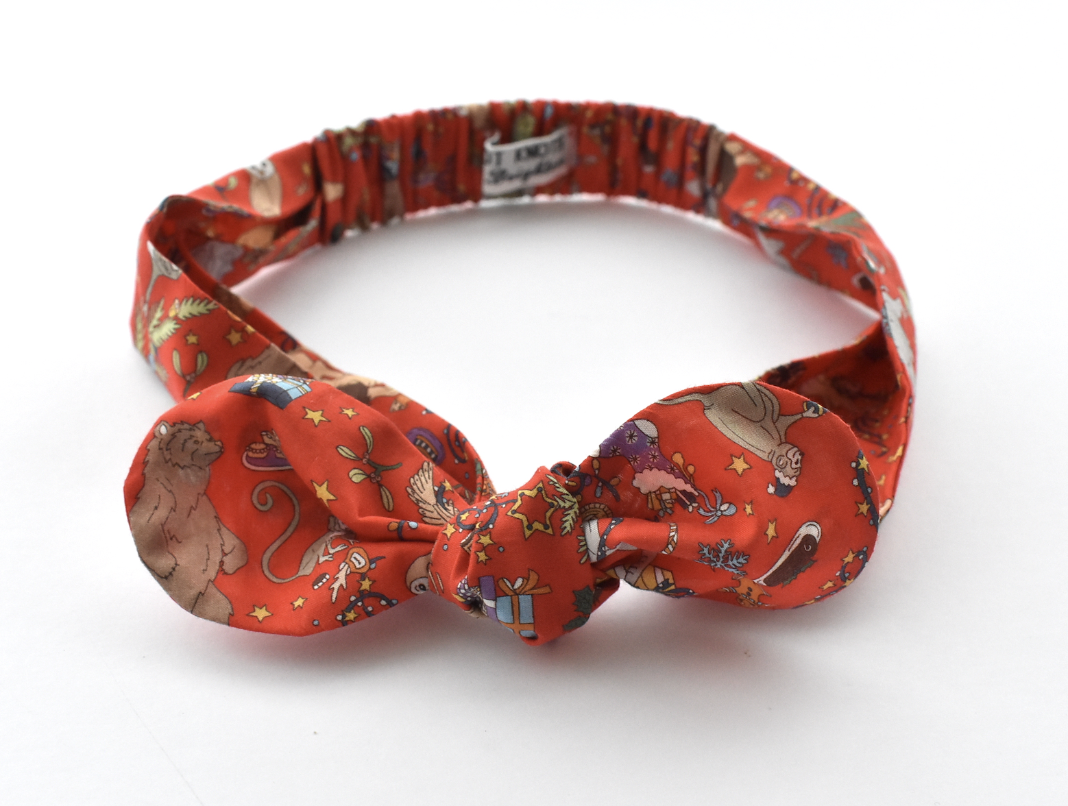 Kids Christmas Tot Knot hairband - Liberty of London Christmas Tree & Animal - Tot Knots of Brighton