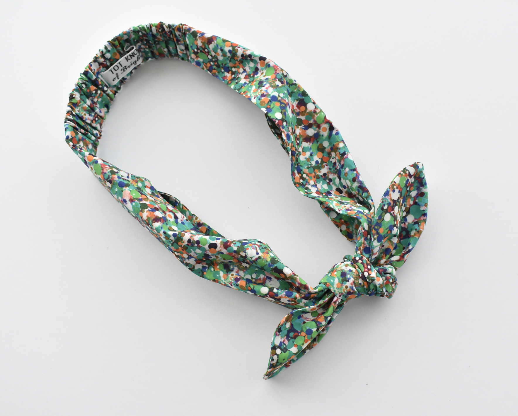 Kids Christmas Tot Knot hairband - Liberty of London Green Spotty Floral - Tot Knots of Brighton