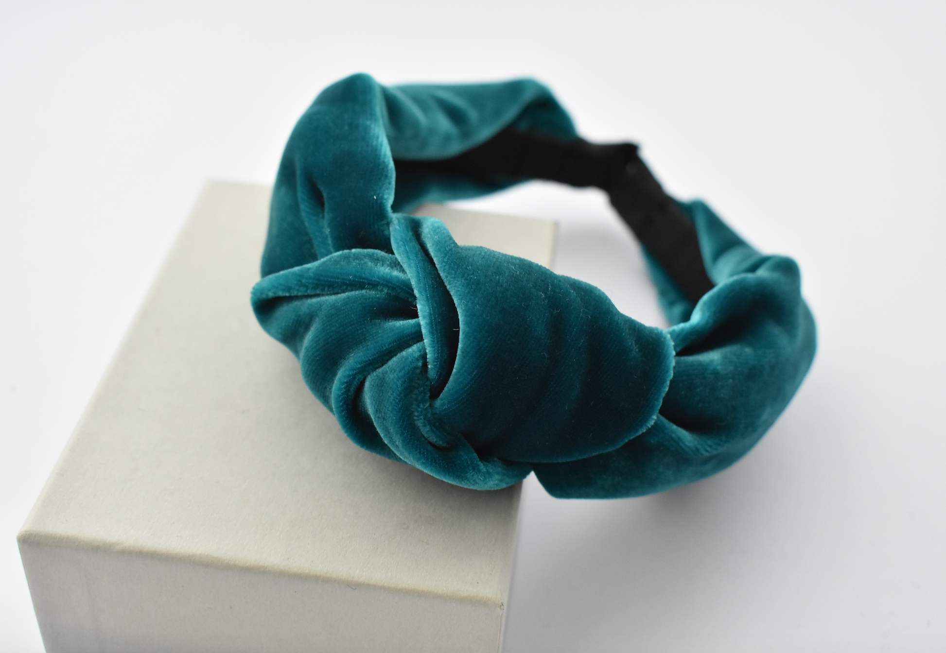 Classic Knot headband - Teal Silk Velvet - Tot Knots of Brighton