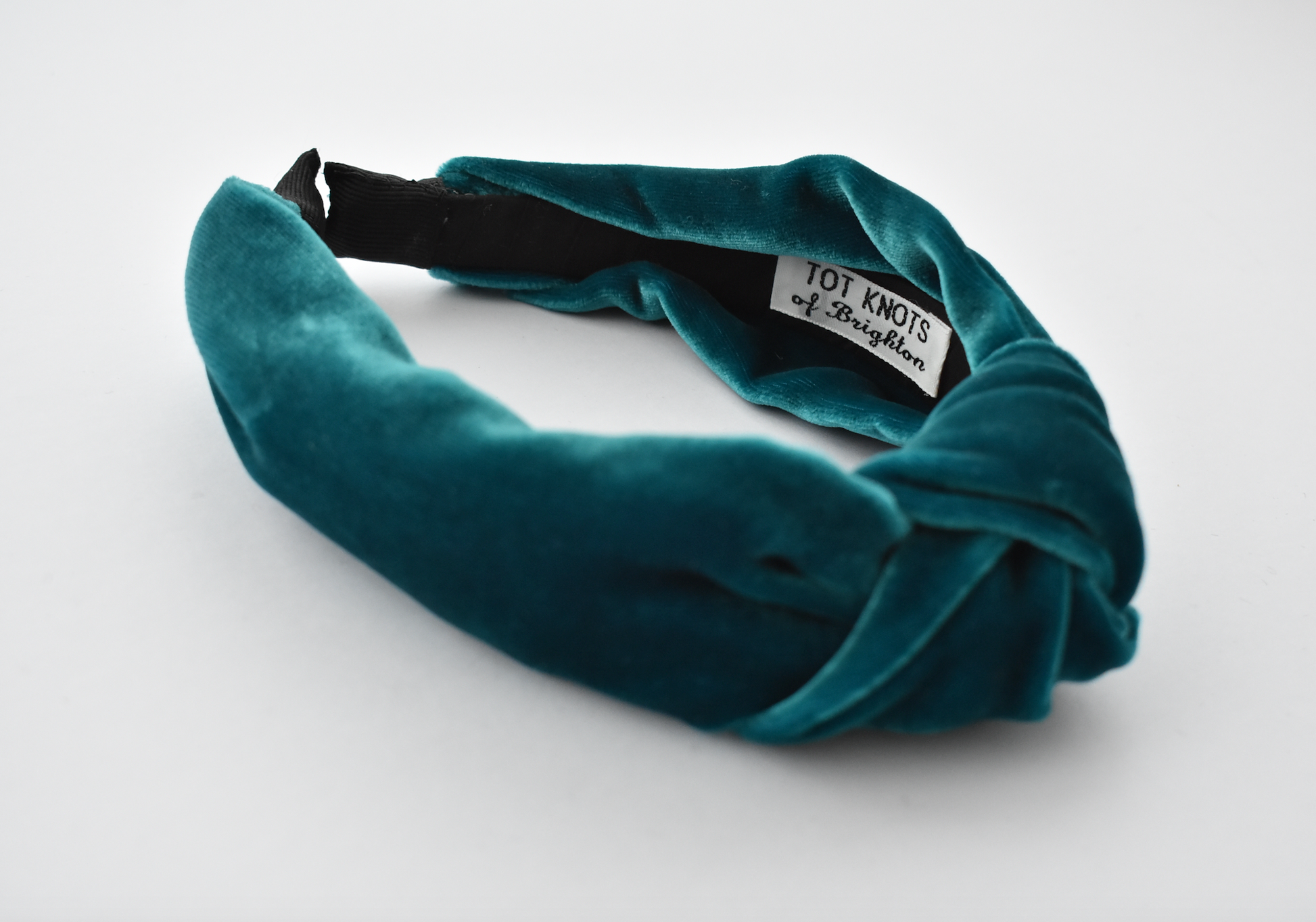 Classic Knot headband - Teal Silk Velvet - Tot Knots of Brighton