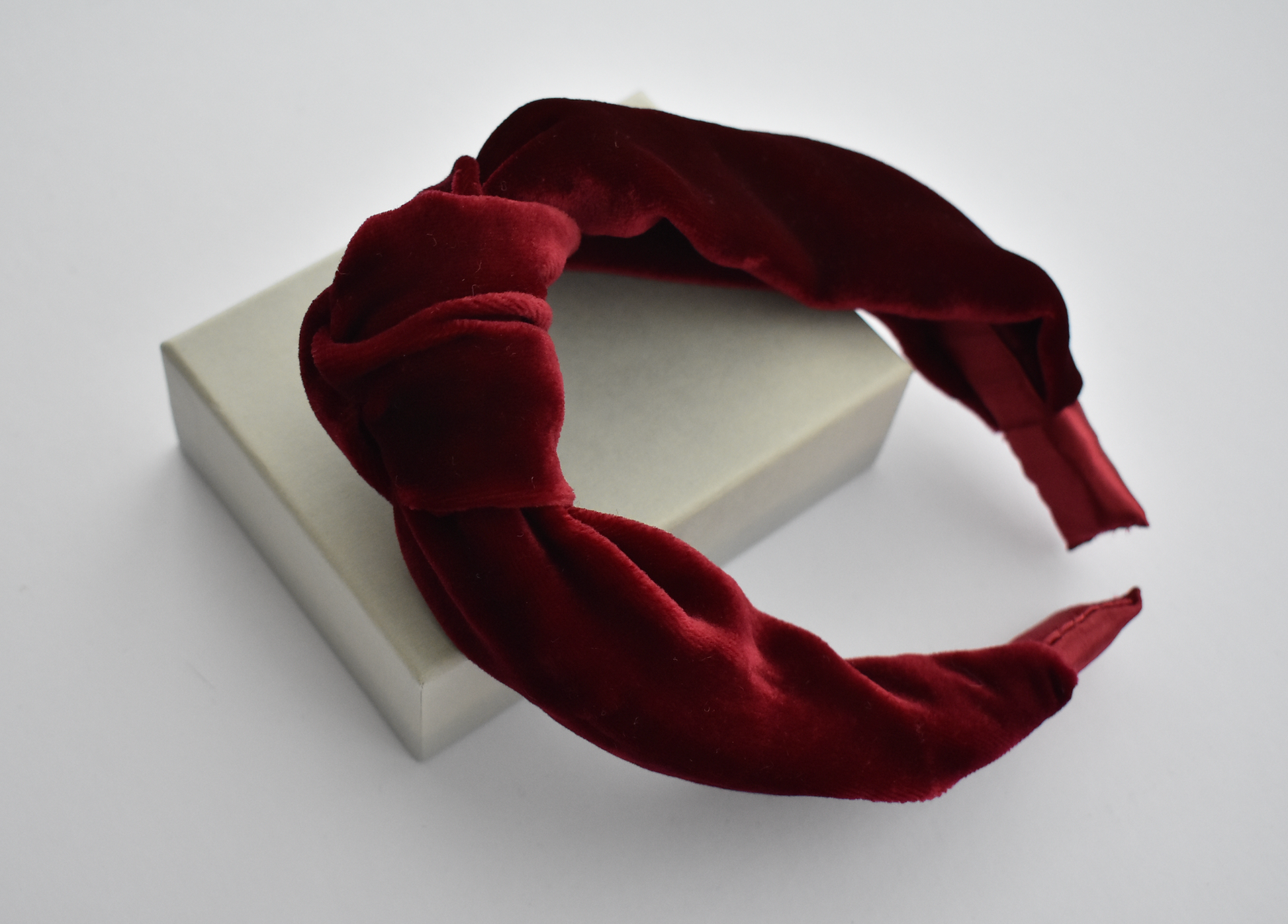 Classic Knot head band - Ruby & Ox Blood Red Velvet - Tot Knots of Brighton
