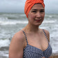 Salty Sea Knot - Swimming Cap Topper - Swim Turban - Tangerine Orange - Silk & Lawn