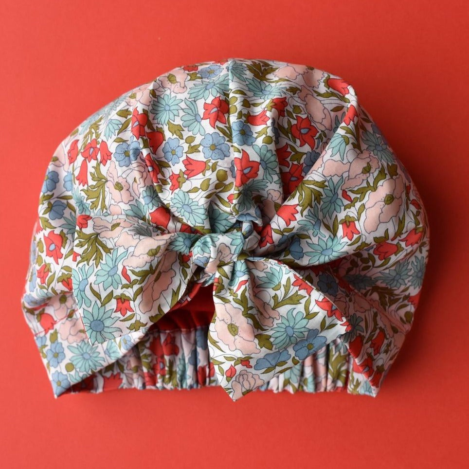 100% silk lined Turban & Head wrap in Poppy and Daisy Liberty print - Tot Knots of Brighton