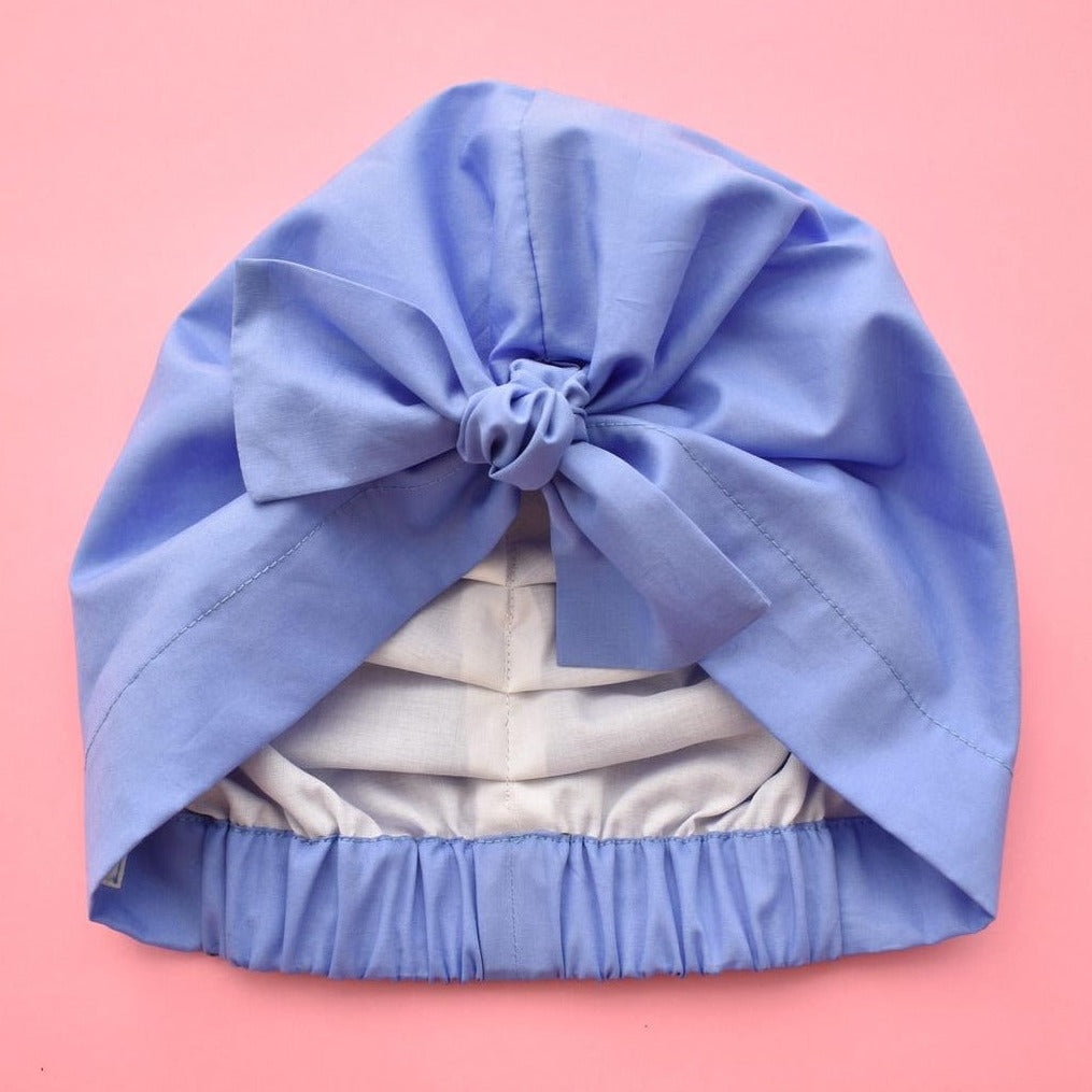 100% silk lined Turban & sleeping cap in Blue Cornflower Liberty of London - Tot Knots of Brighton