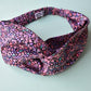 Twisted Turban hairband in Purple Adriatic Feather print in Lantana Liberty of London fabric - Silk & Lawn