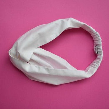 White Twisted Turban hairband and neck scarf - Tot Knots of Brighton