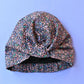 Ladies Turban Hat - Purple Feather Lantana Adriatic Liberty of London print - Silk & Lawn