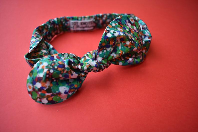 Ladies Tot Knot hairband - Liberty of London Green Spotty for Christmas - Tot Knots of Brighton