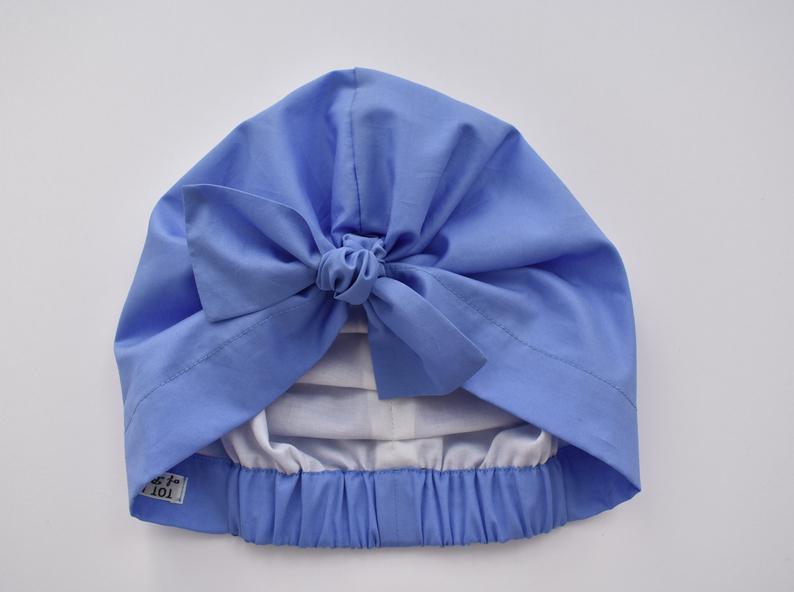100% silk lined Turban & sleeping cap in Blue Cornflower Liberty of London - Tot Knots of Brighton