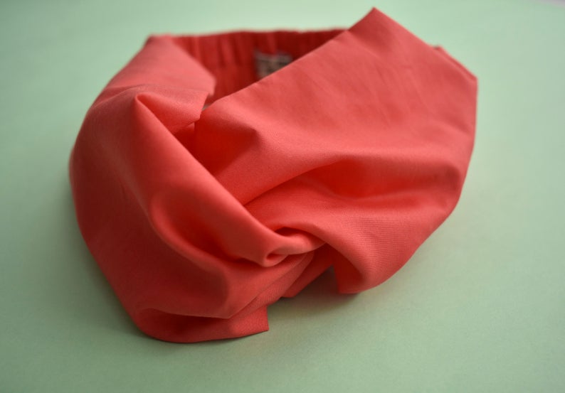 Coral Red Liberty of London  - Twisted Turban hairband and neck scarf - Tot Knots of Brighton