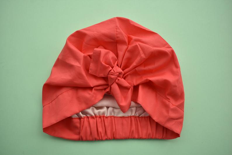 100% silk lined Turban & Head wrap Coral Liberty of London - Tot Knots of Brighton